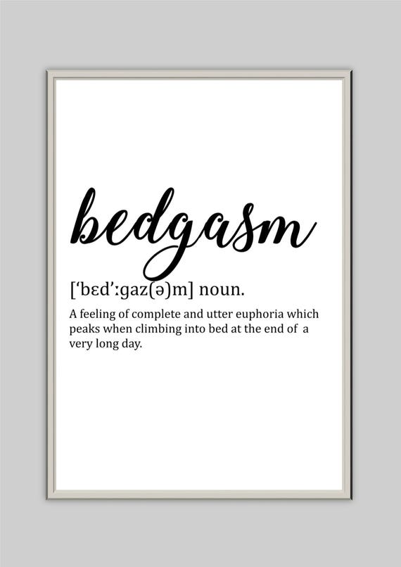 Wall Art, Bedgasm bedroom Definition black Wall Print Typography Home Decor
