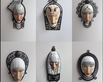 Marcel Bever Art Deco Mask Wall Lights Set of 6