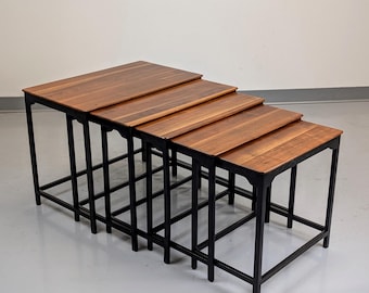 Edward Wormley Walnut Nesting Tables model #4785, set of five