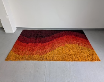 Large Rya Wool Rug "Gotland" Model 9'x6'