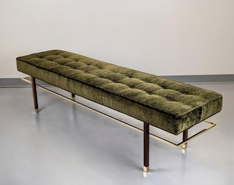 Harvey Probber Model PUB 70 1/2 Mahogany and Brass Bench