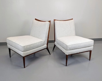 Paul Mccobb for Directional Model #1320 Walnut Slipper Chairs