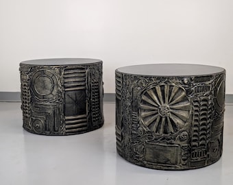 Adrian Pearsall "Sculptura" Large Brutalist Drum Tables