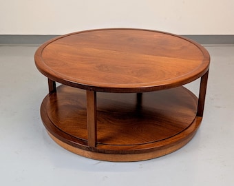 Edward Wormley Round two tier Walnut Coffee table for Dunbar