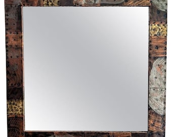 Paul Evans Patchwork Copper, Brass and Pewter Mirror