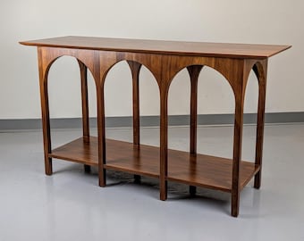 T.H. Robsjohn-Gibbings Colosseum Walnut Console Table Model #3360 for Widdicomb