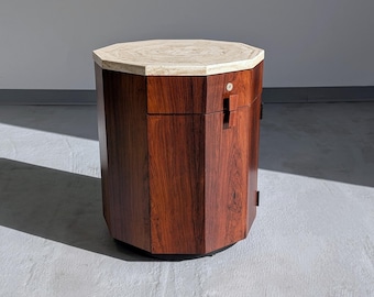 Harvey Probber Rosewood Travertine Decagon #1151 Bar