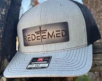 Redeemed Cross Hat – Richardson 112 Trucker Cap – Leather Patch Christian Hat