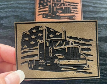 American Trucker Patch for Hats, Bags, Jackets - Leatherette Vegan Leather Patch