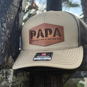 Papa Leather Patch Hat, Richardson 112 Trucker Cap for Dad, Father&#39;s Day Gift Idea
