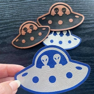 Flying Saucer UFO Vegan Leather Patch