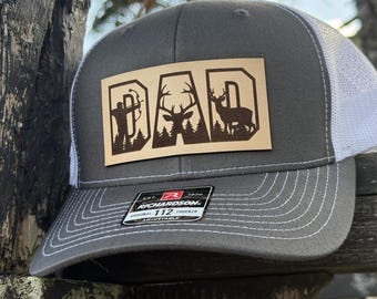Dad Leather Patch Hat, Richardson 112 Trucker Cap for Hunters, Bow Hunting Dad Hat, Father's Day Gift, Outdoor Dad Gift