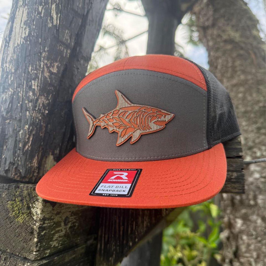 Woodhide© Shark Patch Hat – Richardson 168 Snapback – Leather & Wood ...