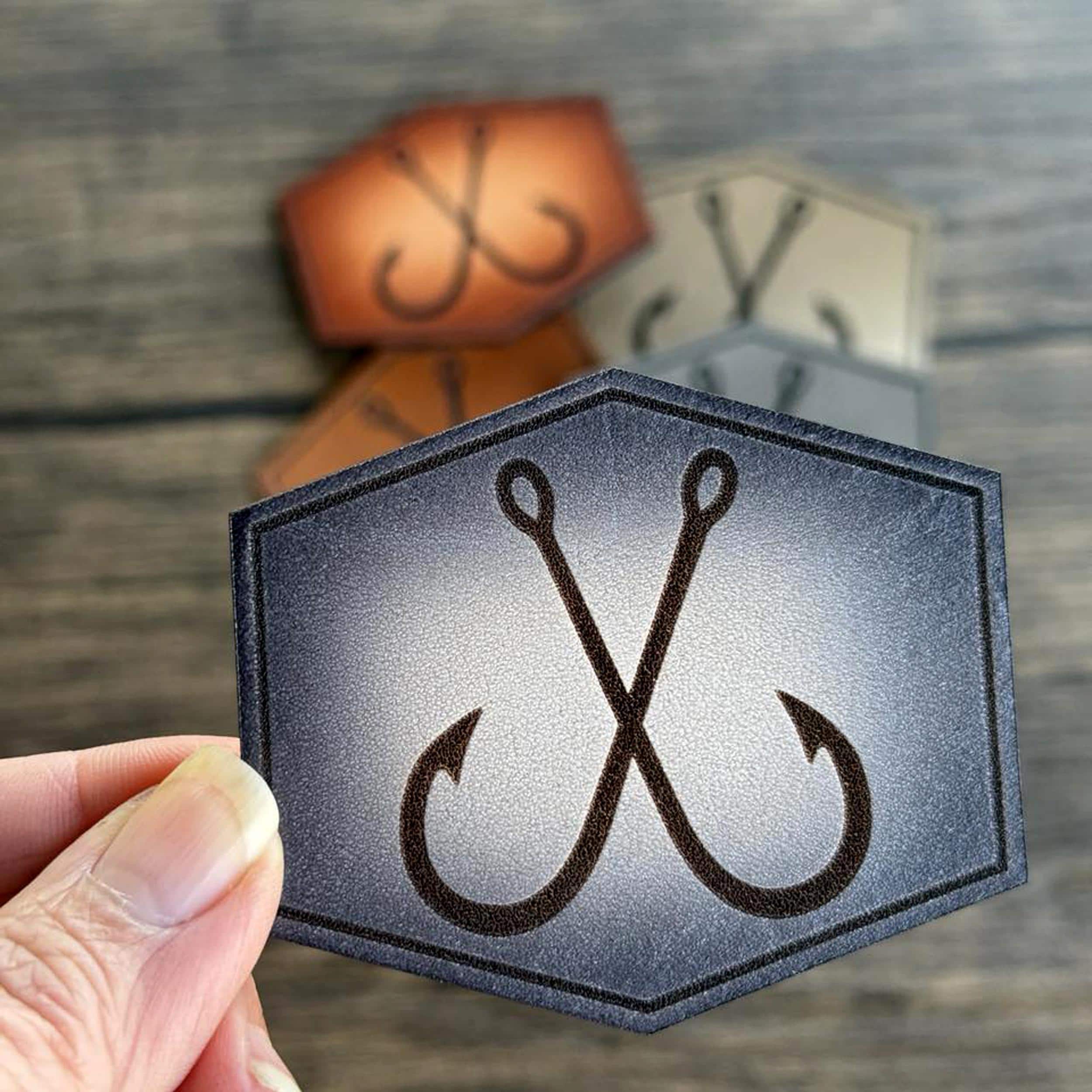 Crossed Hooks Leather Patch - Choose Your Color