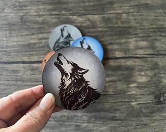 Wolf Howling Leather Patch - Choose Your Color