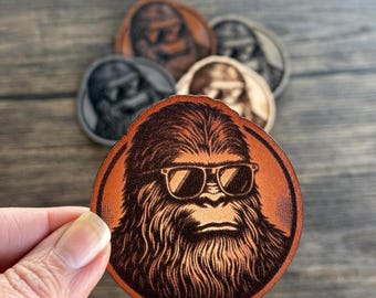 Cool Dude Bigfoot Leather Patch - Choose Your Color