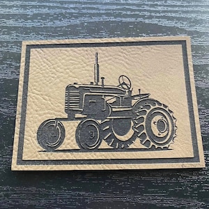 Tractor Patch for Hats, Bags, Jackets - Leatherette Vegan Leather Patch