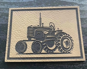 Tractor Patch for Hats, Bags, Jackets - Leatherette Vegan Leather Patch