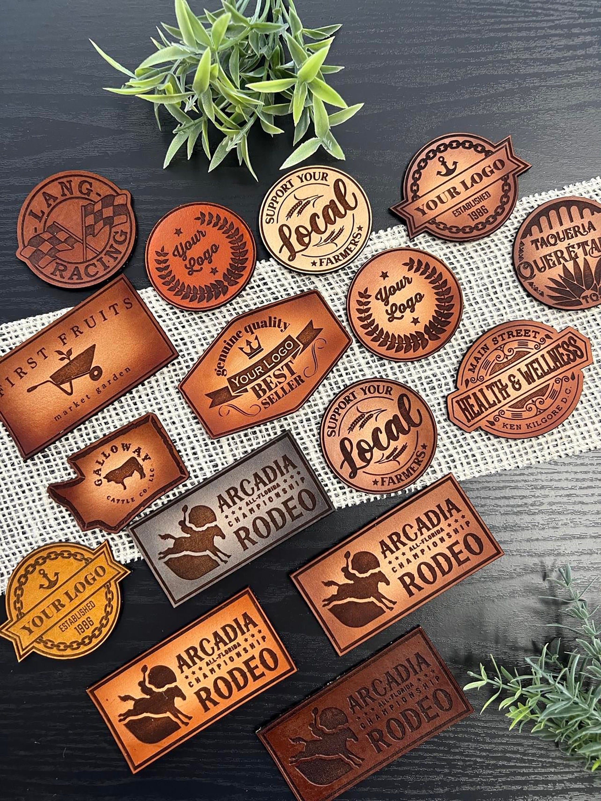 Die Cut Custom Leather Patches Laser Engraved 
