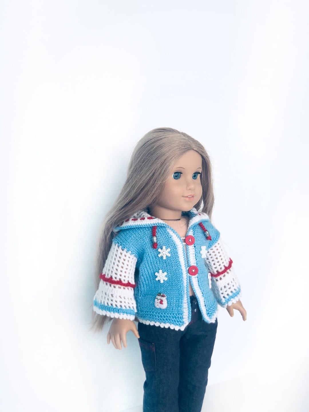 Hand Knitted Christmas Sweater Jacket Fits 18 American Etsy