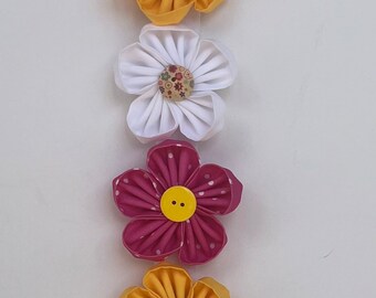 Handgemachte Stoff Frühling Blumen Gelb Rosa Kranz Türhänger Dekoration Sampler