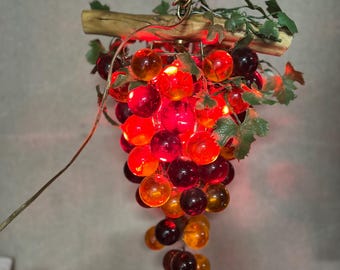 Vintage Amber grape lucite SWAG Lamp