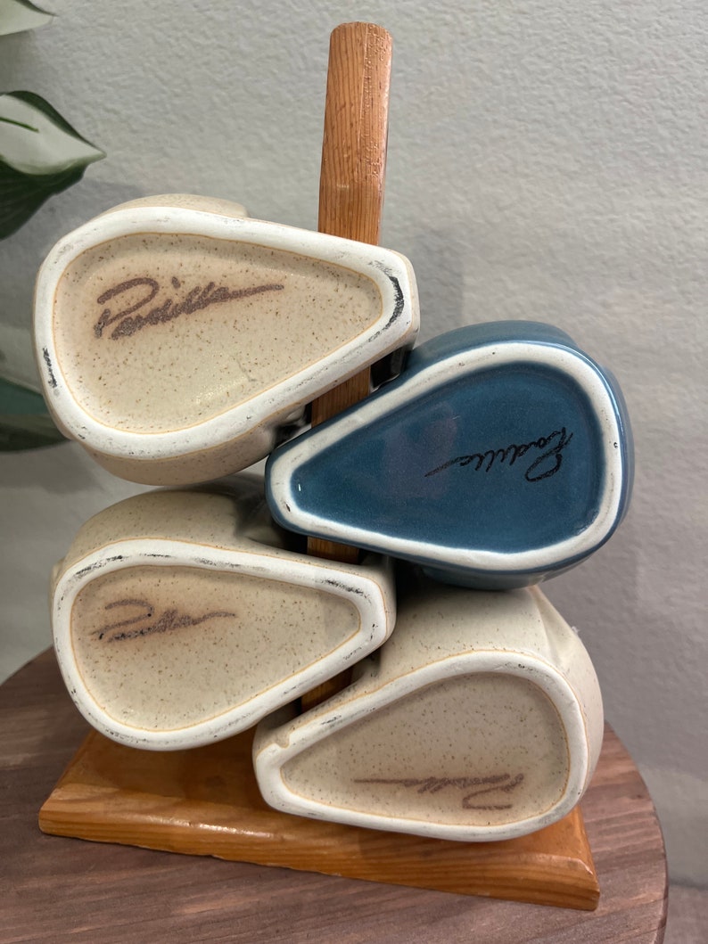 Vintage Rodolfo Padilla Coffee Mugs Set of 4 With Stand Drip Etsy