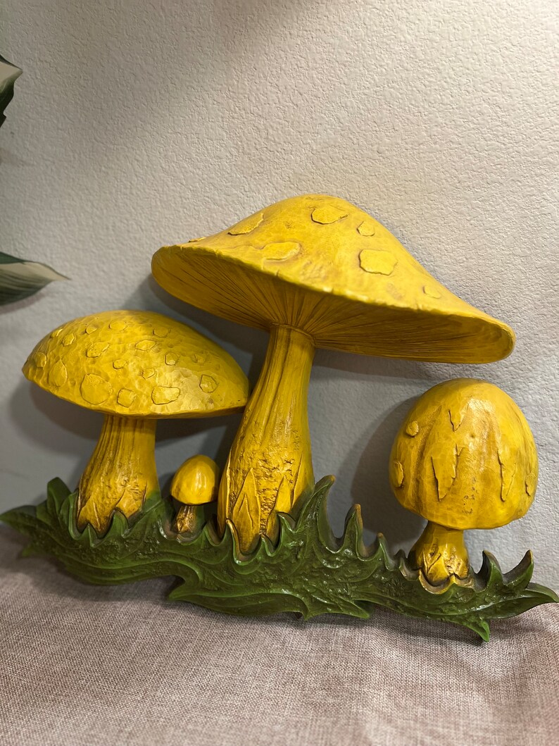 Dart Industries Yellow and Brown Mushroom Wall Hanging Etsy