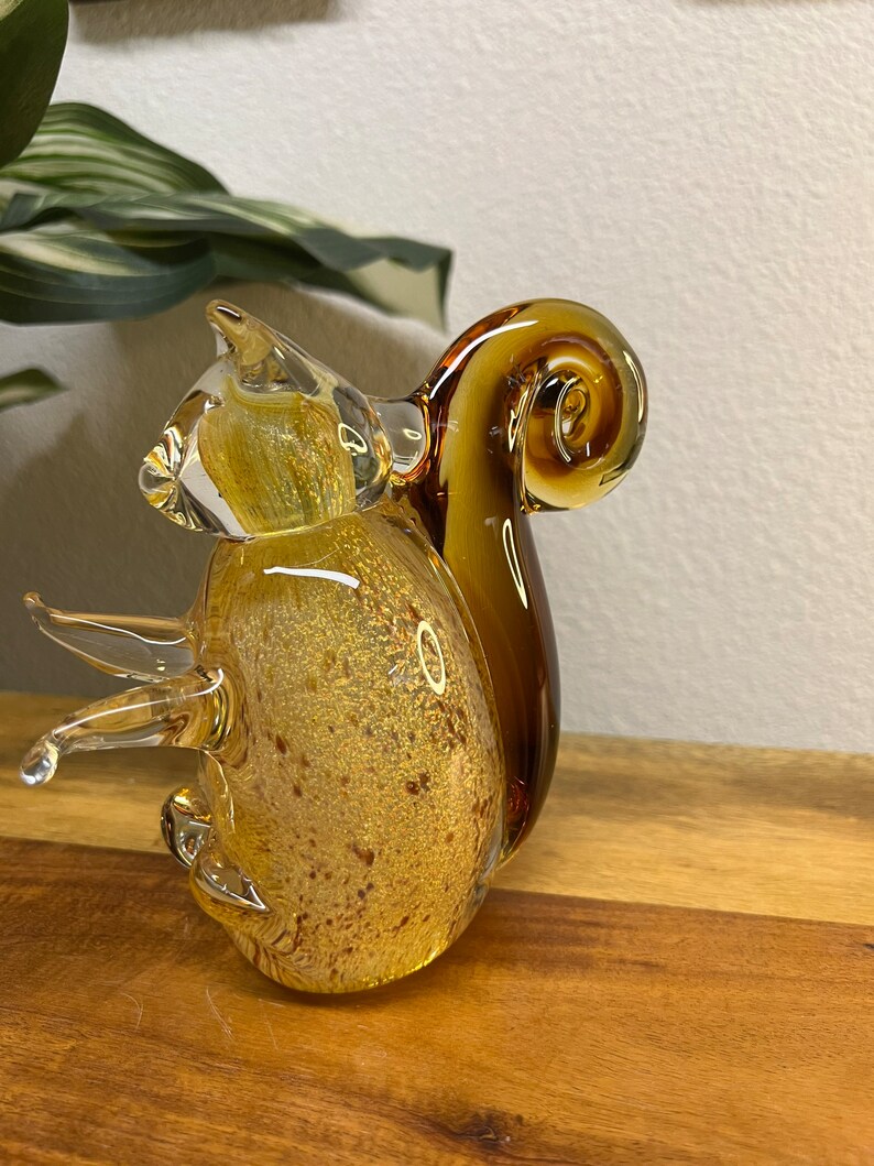 5 1/2 Vintage Murano Style Art Glass Amber/orange Squirrel Etsy
