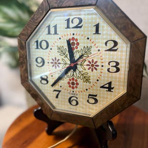 Times WALL CLOCK MODEL  Octogon Plastic Wood Works Floral plug in