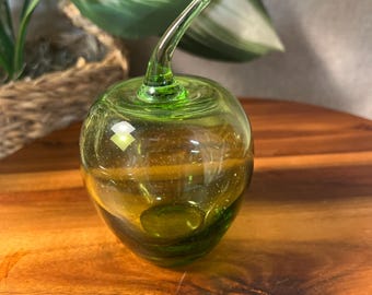 Vintage Viking Rainbow Glass Green Apple MCM Art Glass