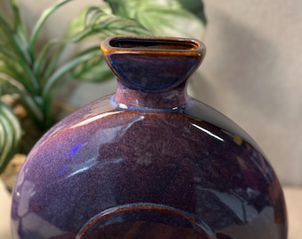 MCM  Large Ceramic Purple Glazed Half Moon Vase