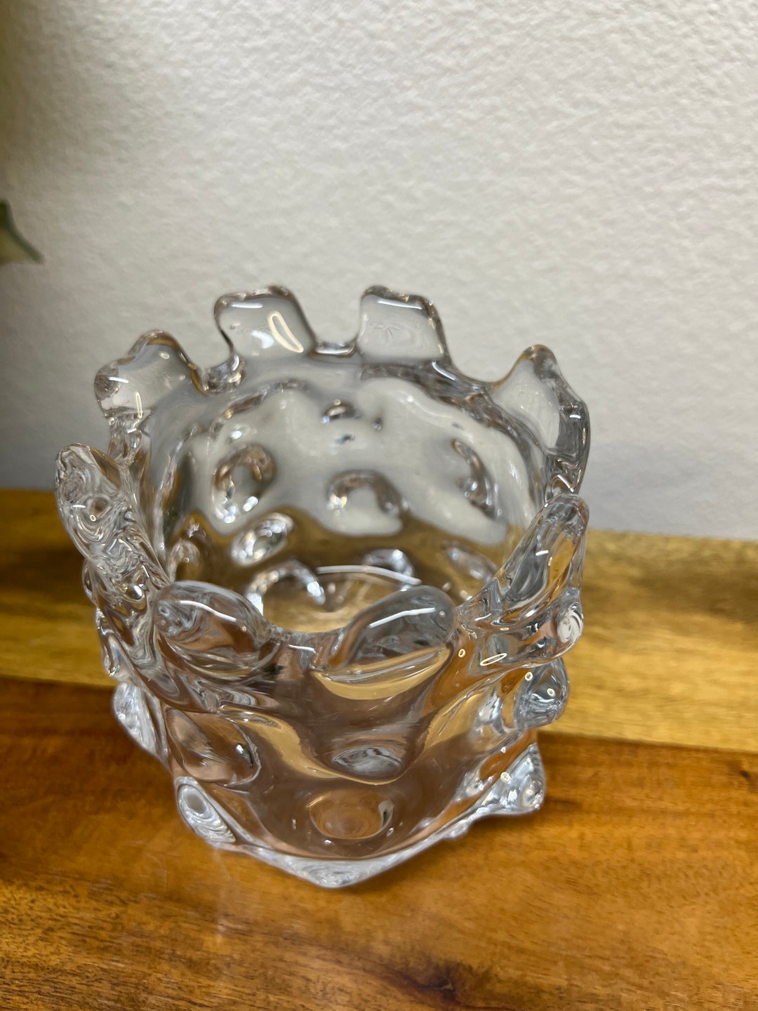 Vintage Brutalist Clear Glass Bumpy Vase 5 3/4 - Etsy