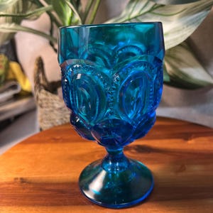 L.e. Smith Moon and Stars Blue Drink Glass - Etsy