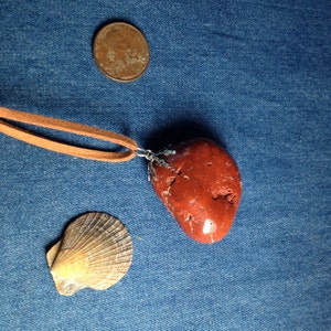Pendant Made from a Natural Red Jasper Pebble I found on a California Beach.