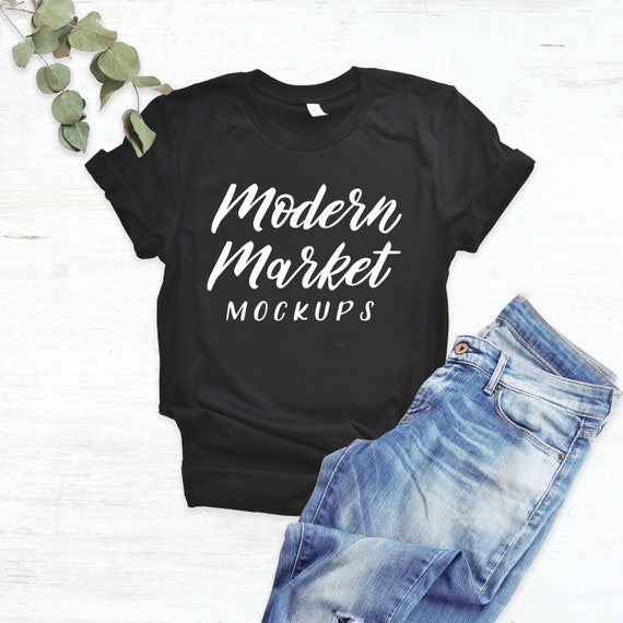 Download Free Modern T-Shirt Mockup Black Bella Canvas 3001 (PSD ...