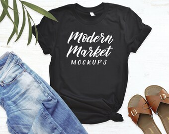 Download Free Black Tshirt Mockup - Bella Canvas Tee Summer Mockup PSD Template