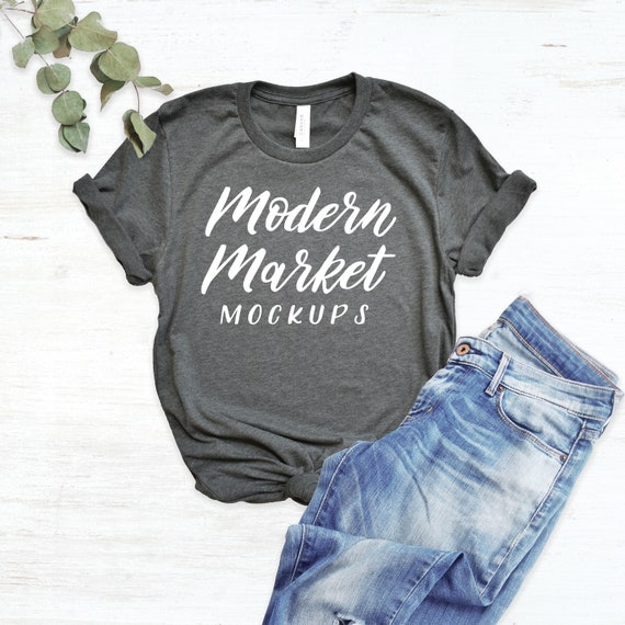 Modern Tshirt Mockup Black Bella Canvas 3001 Tee Flat Lay Etsy