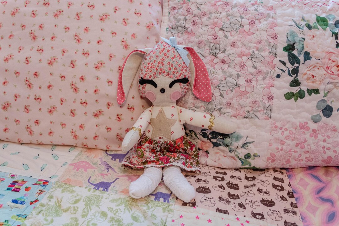 Patched Bunny Plush: Hand Sewn Finished Item - Etsy