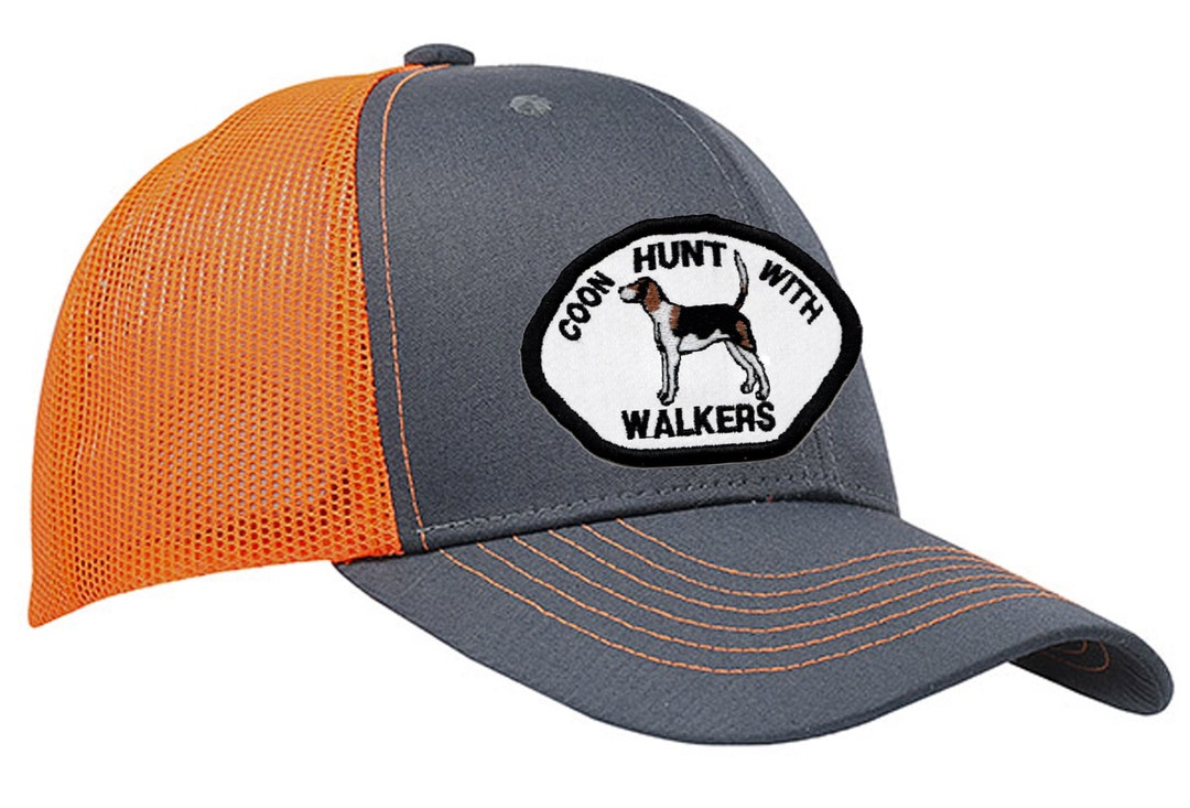 Cap Hat Gray Front Orange Mesh Back Coon Hunter Hunt Coonhound Etsy