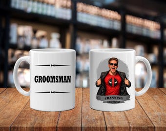 Personalized Caricature Groomsmen Coffee Mug:  Wedding Party Gift