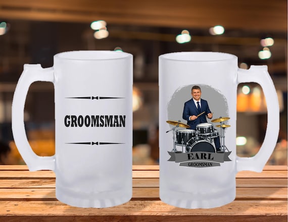 Personalized Caricature Groomsmen Beer Stein, Custom Groomsman Mug, Best Man Gift, Wedding Party Gift, Funny Beer Mug, Groom Gift
