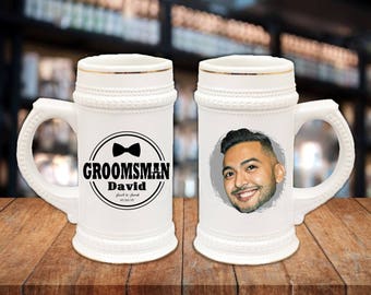 Groomsmen Gift Idea - German Style Stein Mug, Guy Gift Idea, Wedding Party Gifts, Portrait Gift Idea, Grooms Gift Idea