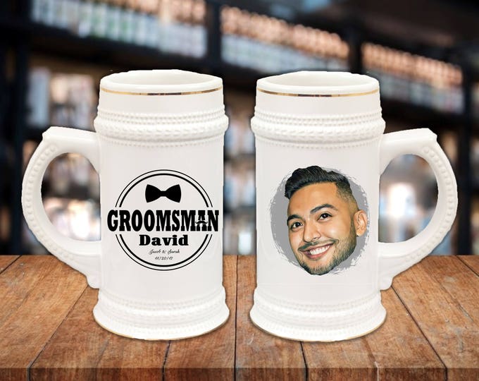 Groomsmen Gift Idea - German Style Stein Mug, Guy Gift Idea, Wedding Party Gifts, Portrait Gift Idea, Grooms Gift Idea