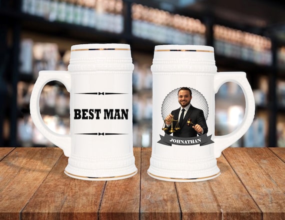 Personalized Caricature Groomsmen Beer Stein, Custom Groomsman Mug, Best Man Gift, Wedding Party Gift, Funny Beer Mug, Groom Gift