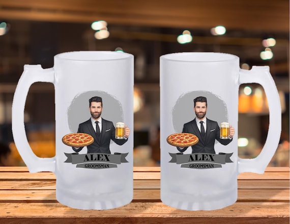 Personalized Caricature Groomsmen Beer Stein, Custom Groomsman Mug, Best Man Gift, Wedding Party Gift, Funny Beer Mug, Groom Gift