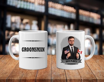 Personalized Caricature Groomsmen Stein Mug:  Wedding Party Gift