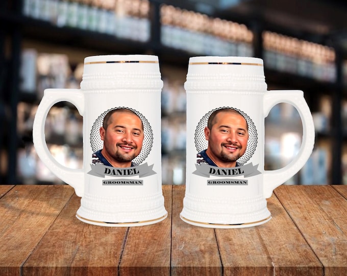 Groomsmen Gift Idea - German Style Stein Mug, Guy Gift Idea, Wedding Party Gifts, Portrait Gift Idea, Grooms Gift Idea