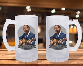 Personalized Caricature Groomsmen Stein Mug:  Wedding Party Gift