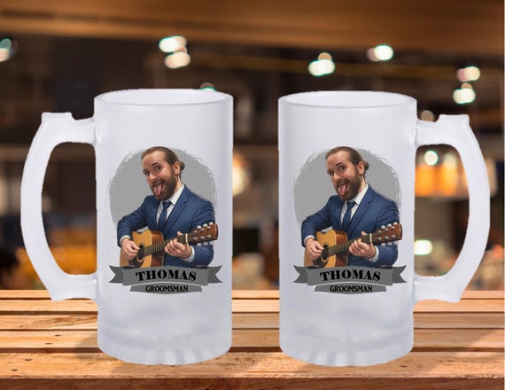 Personalized Caricature Groomsmen Beer Stein, Custom Groomsman Mug, Best Man Gift, Wedding Party Gift, Funny Beer Mug, Groom Gift